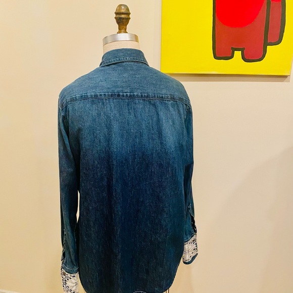 Lands End denim top. Vintage lace added to cuff. Size 14 - Picture 4 of 12